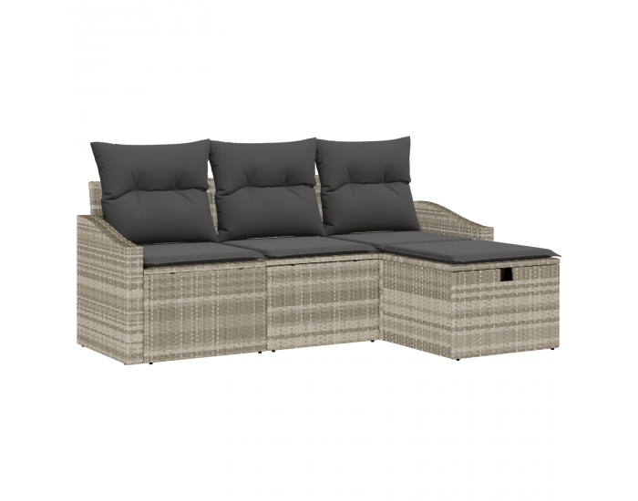 Sonata H 4-основен комплект диван за градина с възглавници светлосив полиратан