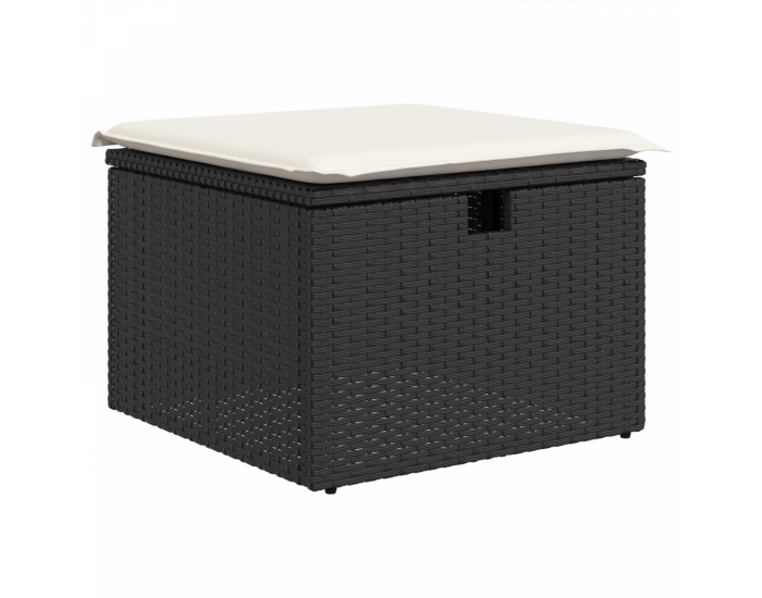 Комплект градински дивани от 6 части с възглавници в черен полирата