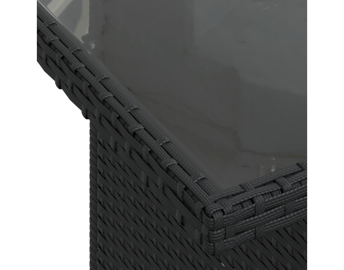 8 Часов Градински Диван с Възглавници Черно Поли Ратан