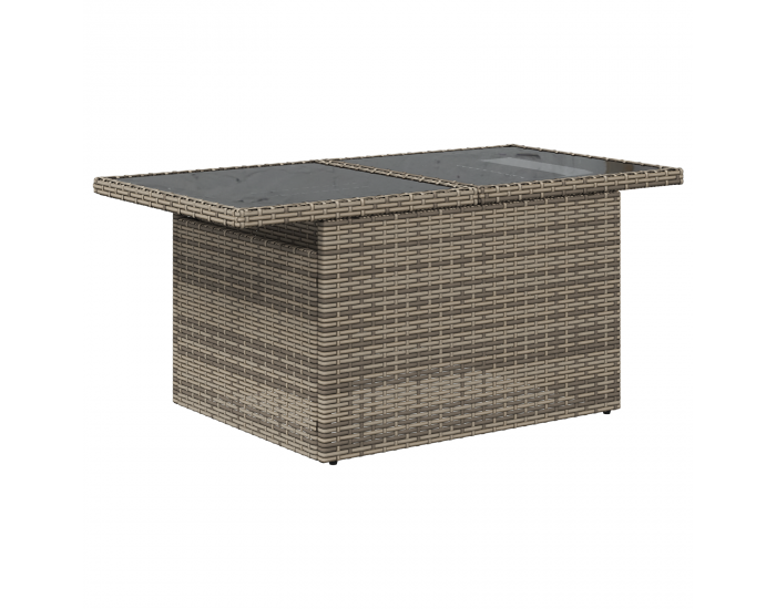 Сет от 7 части за градински диван с възглавници Сив Полиратан