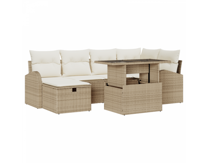 Комплект градински диван Sonata H с възглавници Бежов Полиратан