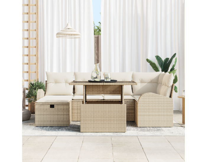 Комплект градински диван Sonata H с възглавници Бежов Полиратан