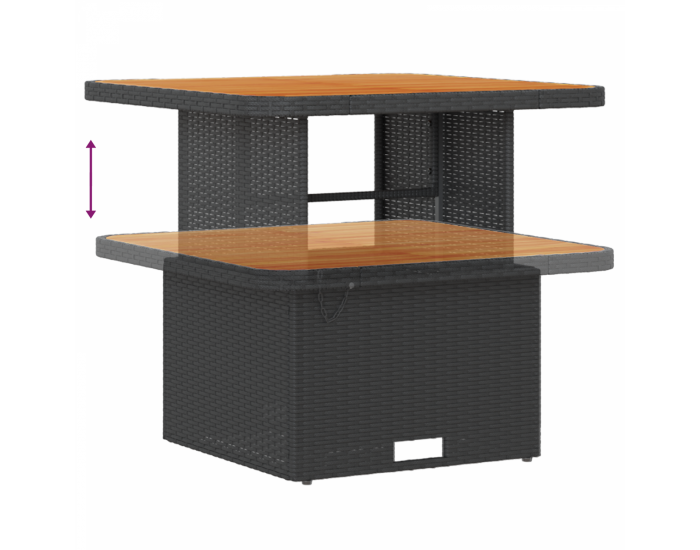 Комплект от 8 части градински диван с възглавници черен полиратан