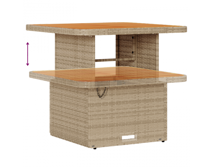 Sonata H 10 Секционен градински диван комплект с възглавници Бежов Poly Rattan Акация