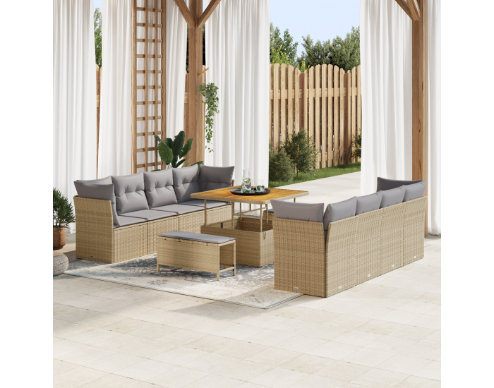 Sonata H 11 Членен комплект градински диван с възглавници Бежово ратан