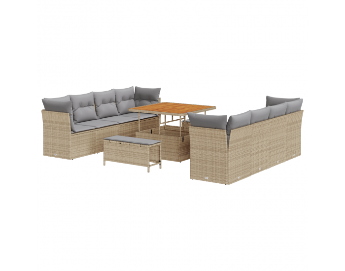 Sonata H 11 Членен комплект градински диван с възглавници Бежово ратан