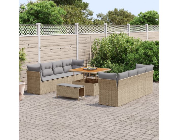 Sonata H 11 Членен комплект градински диван с възглавници Бежово ратан