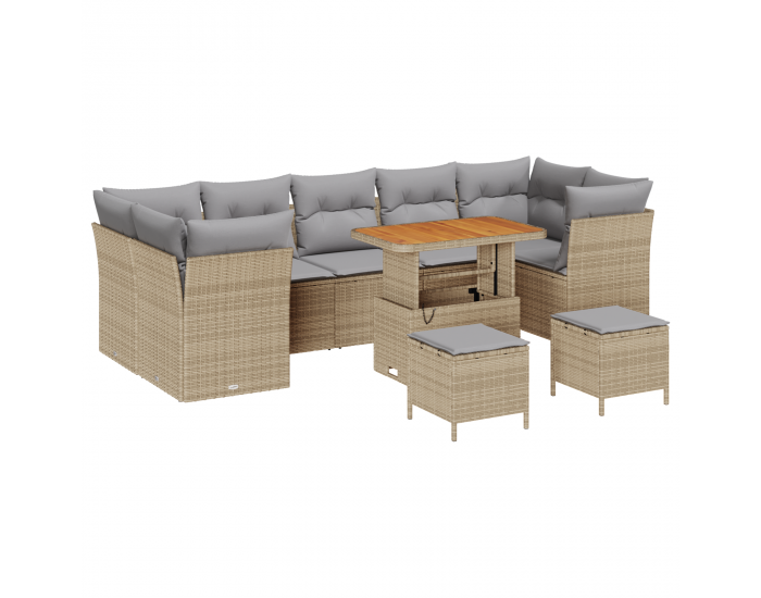 Sonata H 10 частен градински диван комплект с възглавници бежов полиратан акация