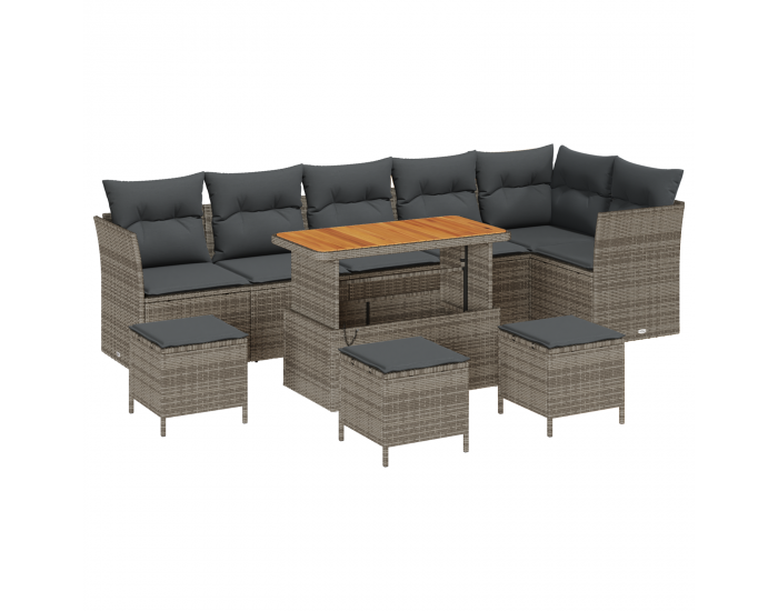 Sonata H 10 Частен комплект градински диван с възглавници сиво полипратан акация