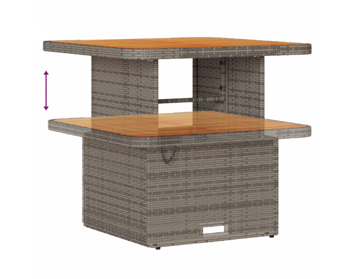 Градински Диван Комплект от 8 Части с Възглавници Сиво Полиратан Акация