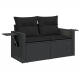 Sonata H 10 частен градински диван комплект с възглавници черен полиратан акация