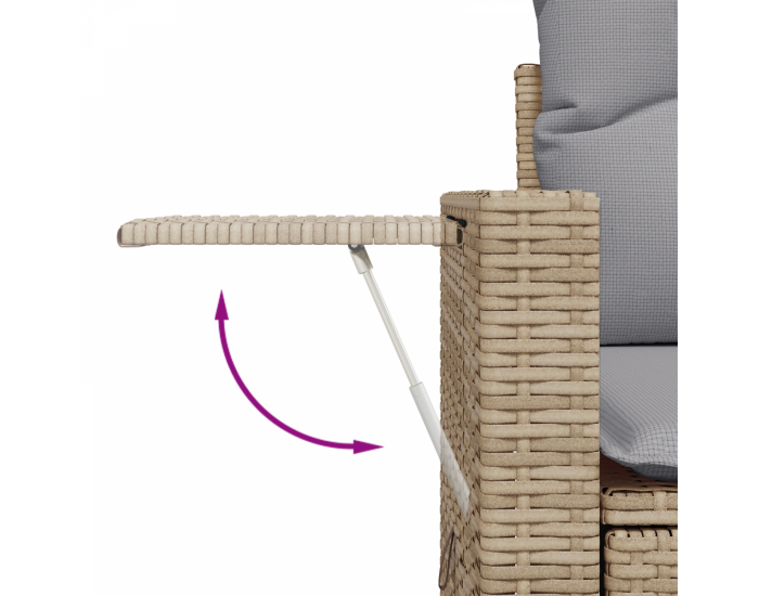 Комплект градински диван Sonata H от 11 части с възглавници Бежов Полирани ратан Акация