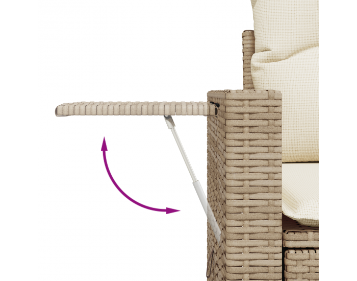 Sonata H 10 Частен Градински Диван Комплект с Възглавници Бежов Полиестерен Ратан Акация