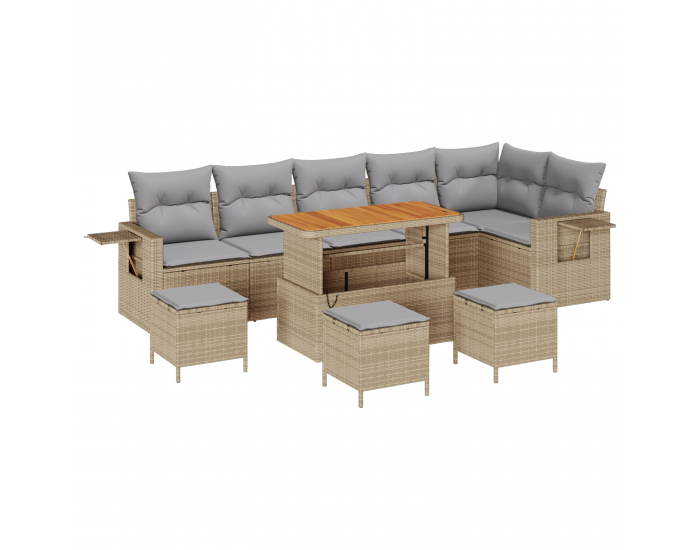 Sonata H 10 частен градински диван комплект с възглавници бежов полиратан акация