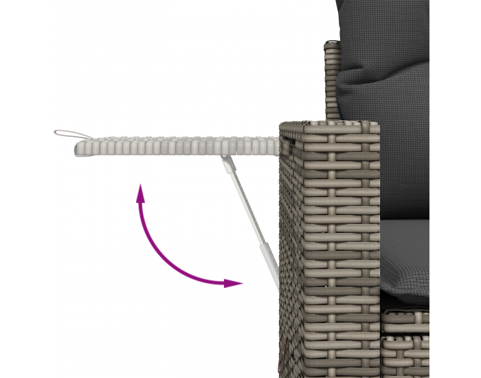 Sonata H 12 Частов Градински Диван Комплект с Възглавници Сив Полиратан Акакция
