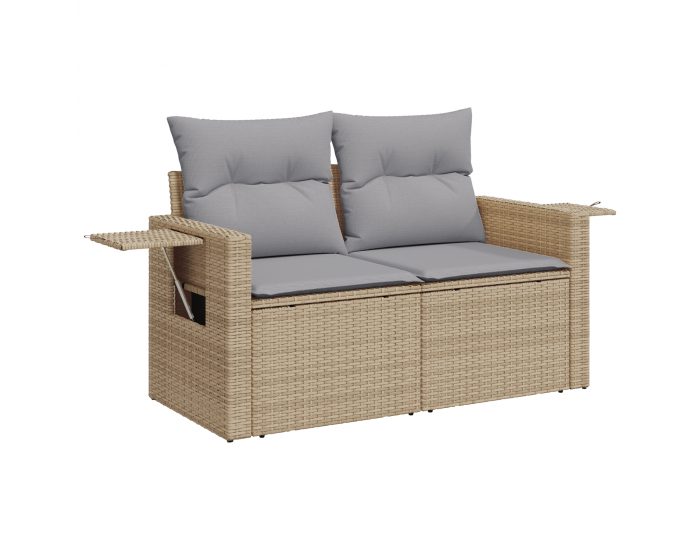 Sonata H 12 части градински диван комплект с възглавници Бежов Полиратан Акация