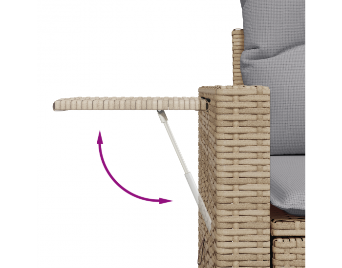 Sonata H 12 части градински диван комплект с възглавници Бежов Полиратан Акация