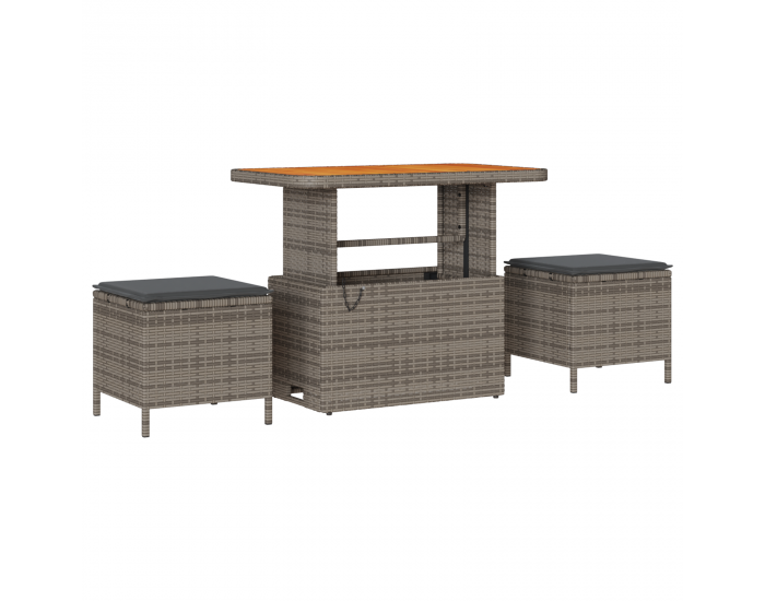 Sonata H 12 Частов градински комплект диван с възглавници сив полиестерен ратан акация