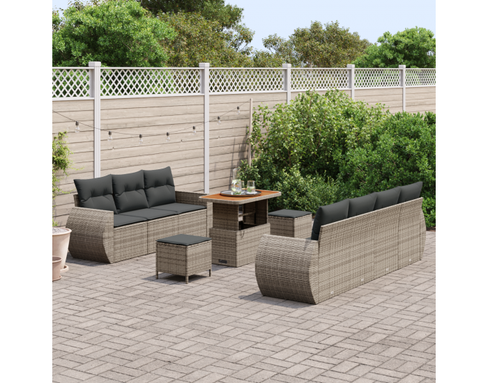 Sonata H 10 частен комплект градински диван с възглавници сив полиритан акация