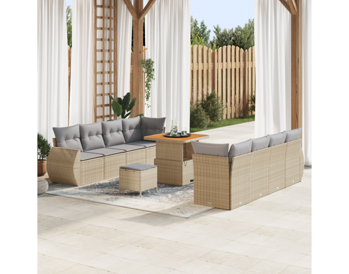 Sonata H 11 Частен комплект градински диван с възглавници бежов полиратан акация