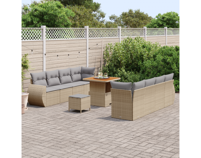 Sonata H 11 Частен комплект градински диван с възглавници бежов полиратан акация