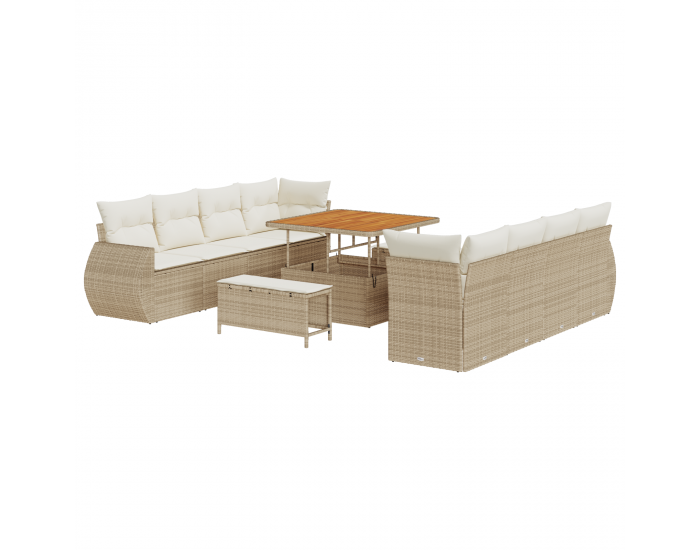 Sonata H 11 частен комплект градински диван с възглавници, бежов, ратан
