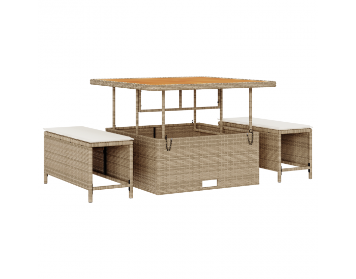 Sonata H 11 частен комплект градински диван с възглавници, бежов, ратан