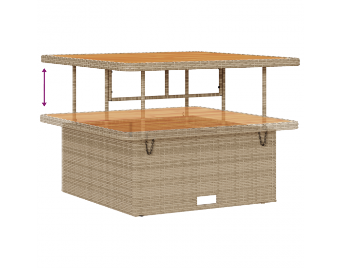 Sonata H 11 Членен градински диван комплект с възглавници Бежов Полиратан Акация