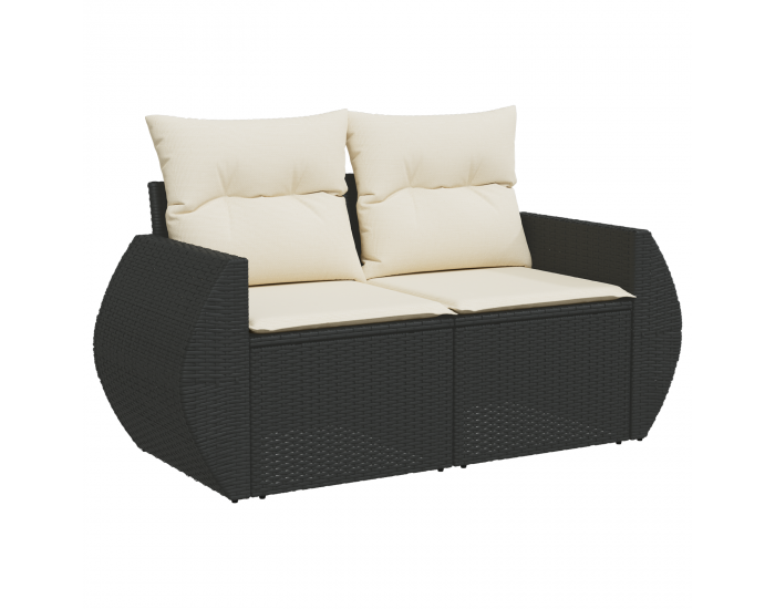 Комплект градински дивани Sonata H от 9 части с възглавници Черно Полиратан