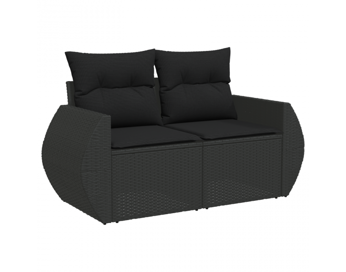 Sonata H 10 парче градински диван комплект с възглавници черен полиратан