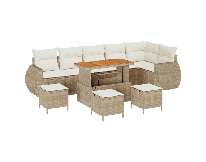 Sonata H 10 части градински диван комплект с възглавници бежов полиротан ацер