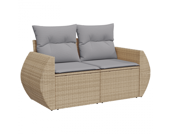 Sonata H 12 Часов Комплект Градински Диван с Възглавници Бежово Полиестерен Ратан Акация