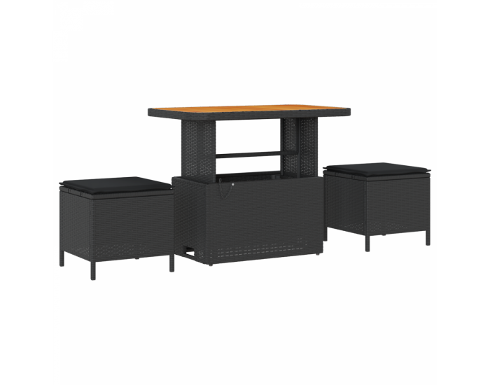 Комплект градински дивани Sonata H с възглавници черен полиратан