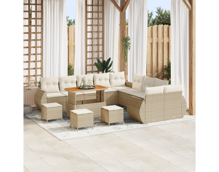 Sonata H 14 Частен градински комплект с възглавници Бежов Полиратан Акапука