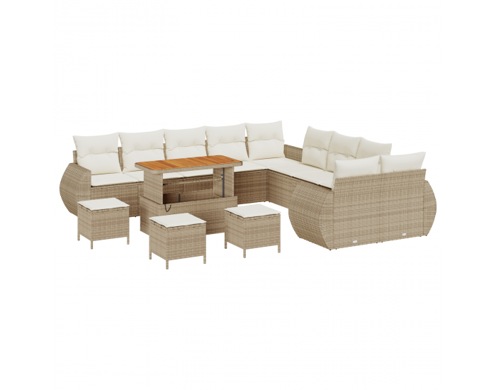 Sonata H 14 Частен градински комплект с възглавници Бежов Полиратан Акапука