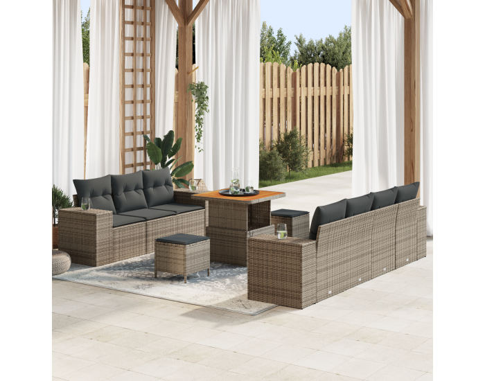 Sonata H 10 части градински диван комплект с възглавници сив