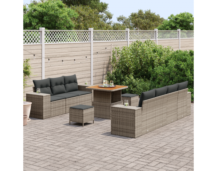 Sonata H 10 части градински диван комплект с възглавници сив