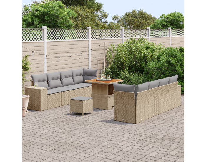 Sonata H 11 Частен комплект диван за градина с възглавници Бежов полиратан акация