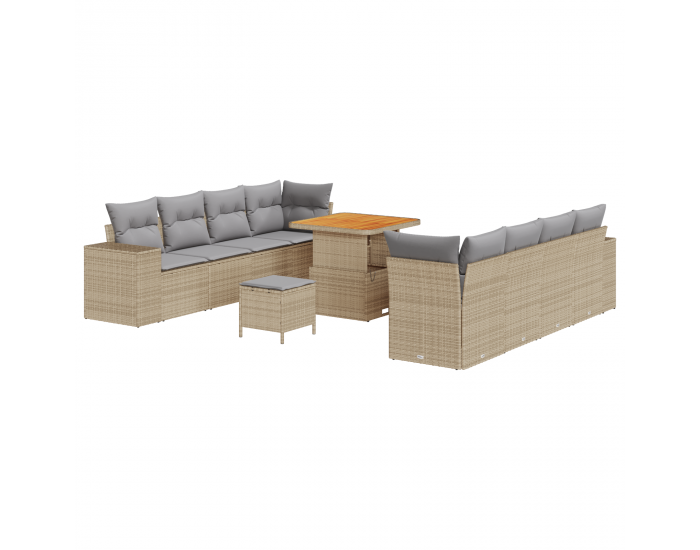 Sonata H 11 Частен комплект диван за градина с възглавници Бежов полиратан акация