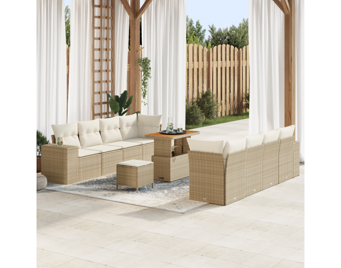 Sonata H 11 частен комплект градински диван с възглавници бежов полиратан акация