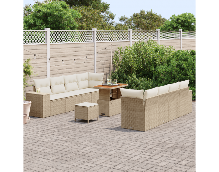 Sonata H 11 частен комплект градински диван с възглавници бежов полиратан акация