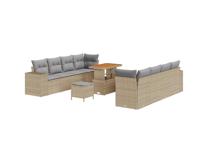 Sonata H 11 Частен комплект градински диван с възглавници Бежов Полироатан Акация