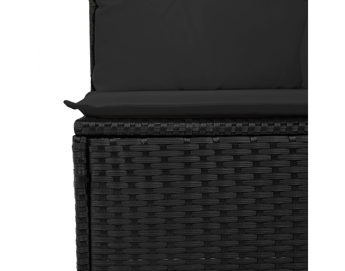 Sonata H 11 Часовен градински диван комплект с възглавници Черен Полиратан Акация