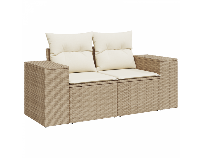 Комплект градински дивани Sonata H от 13 части с възглавници Бежово Полиратан Акация