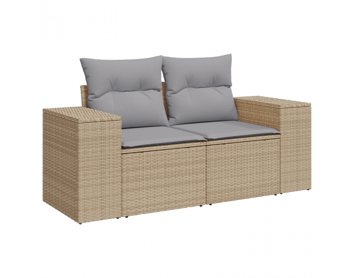 Sonata H 13 Частен Градински Диван Комплект С Възглавници Бежов Поли Ратан Акация