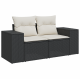 Комплект градински дивани Sonata H с възглавници Черен Полиратан