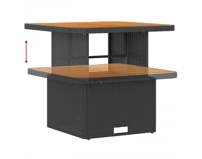 Sonata H 11-Частен градински диван с възглавници черен полиратан