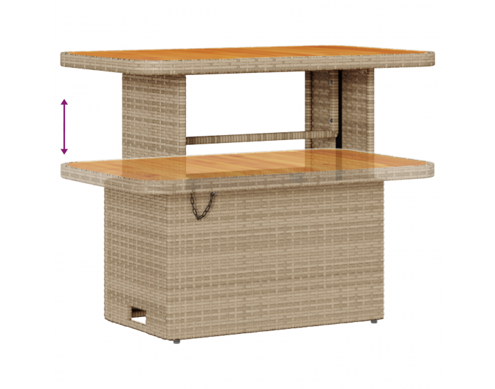 Sonata H 11-частен комплект диван за градина с възглавници Бежов Полиратан Акация