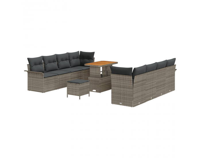 Sonata H 11 Частен Градински Софа Сет с Възглавници сив полиратаан акация