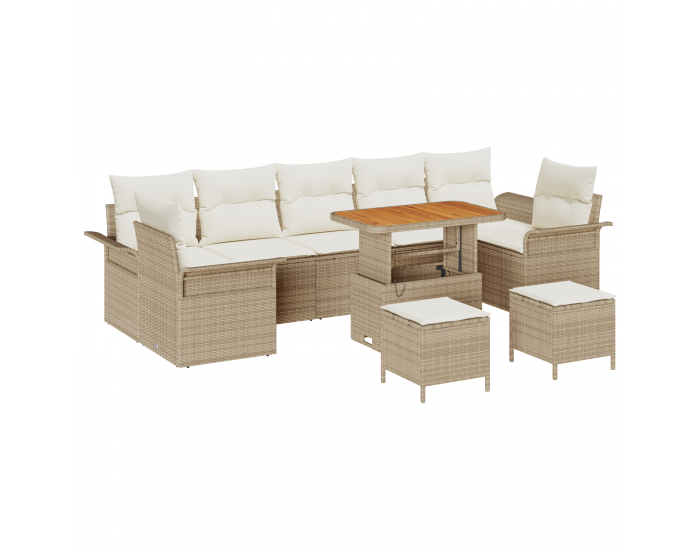 Sonata H 10 части градински комплект с възглавници бежов полиритан акация